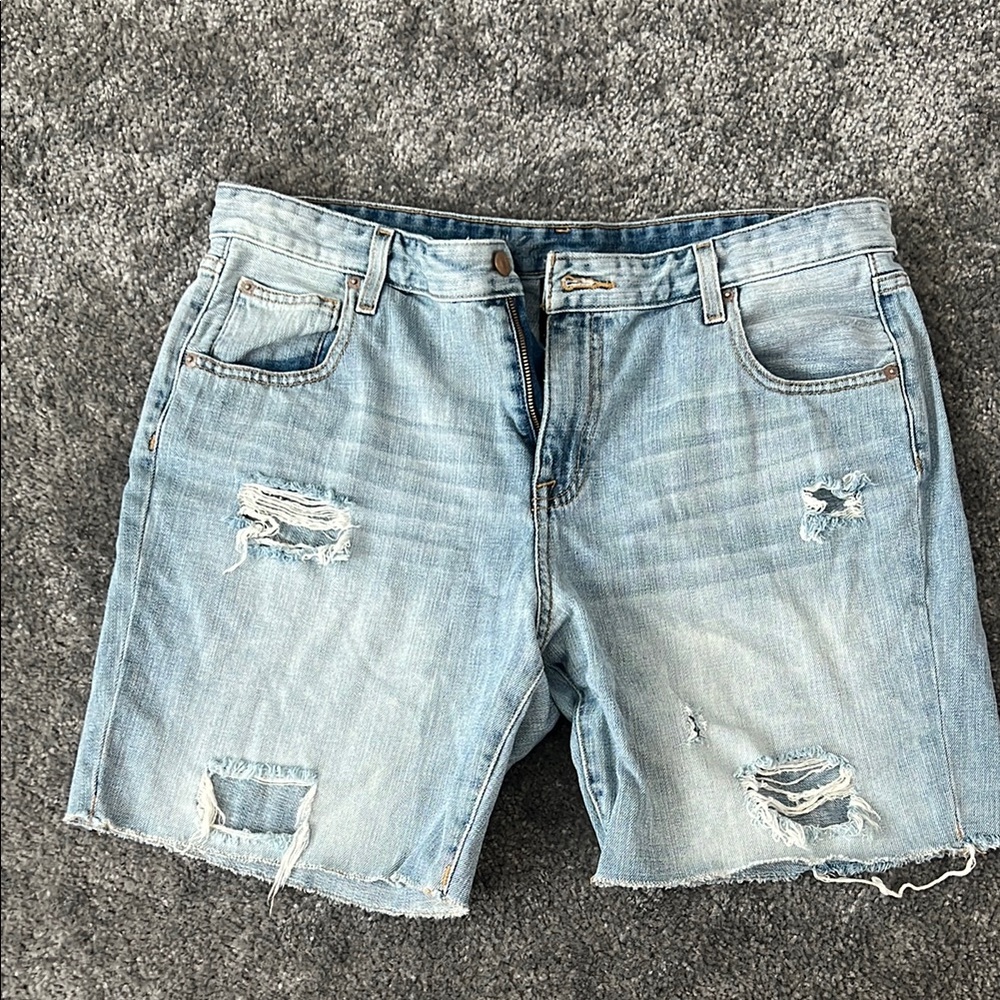 Blue Distressed Jean Shorts with Vintage Look